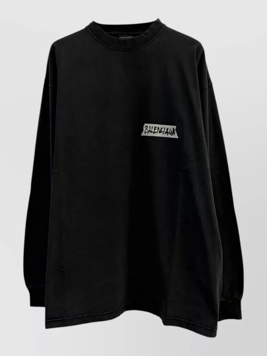 BALENCIAGA 마스킹 테이프 크루 넥 롱 슬리브 탑