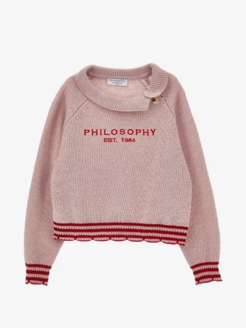 Philosophy Di Lorenzo Serafini Kids 로고 자수 스카프 헴 스웨터