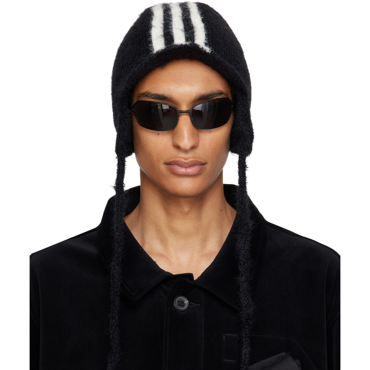 Y-3 블랙 스트라이프 보닛 비니