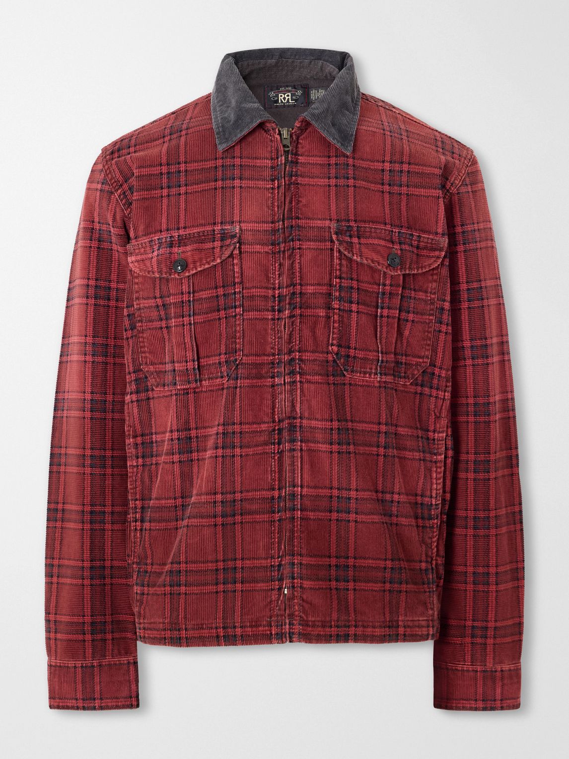 RRL 체크 코튼 골덴 오버셔츠
