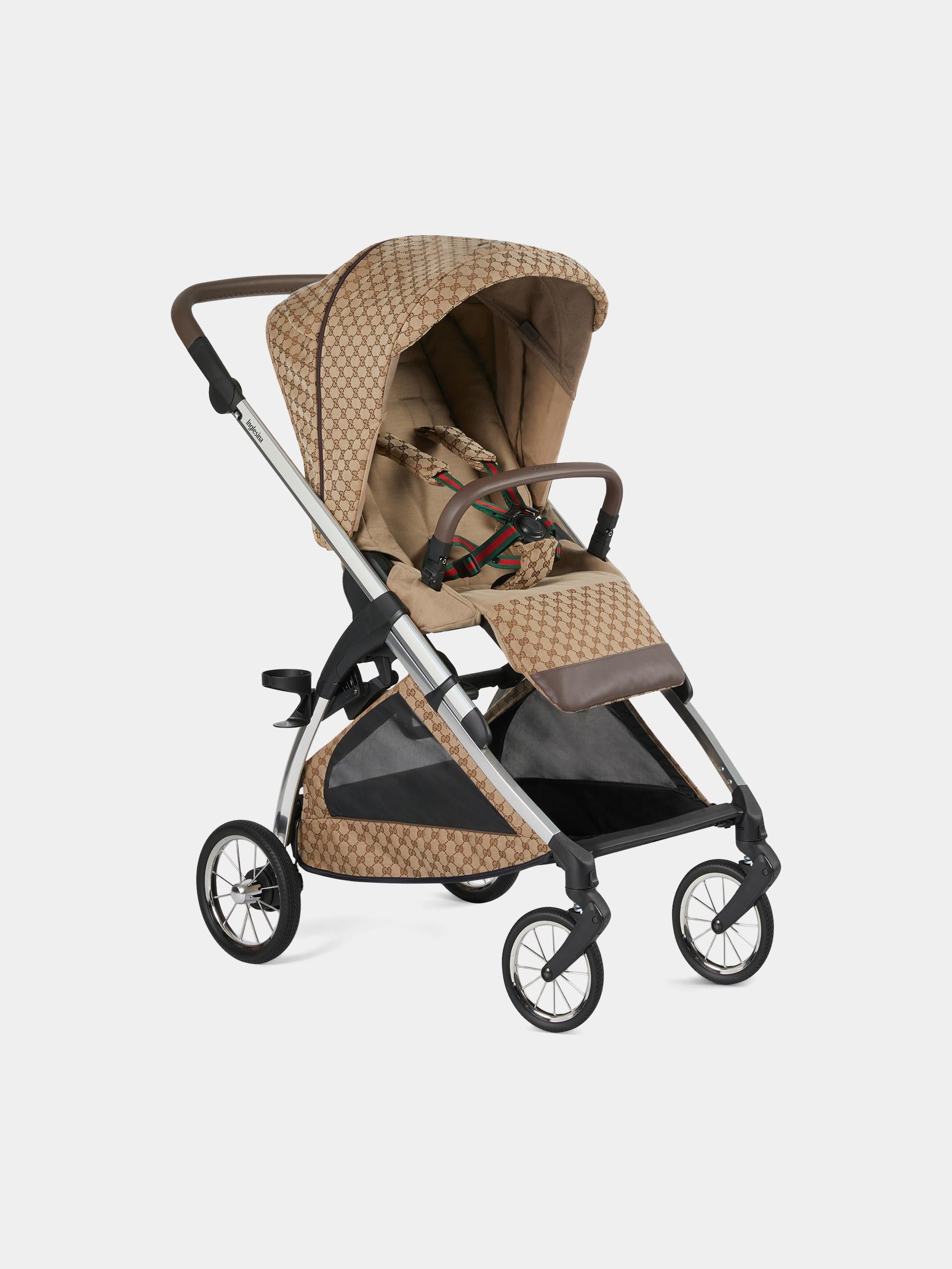 Gucci Kids 베이지 유모차 신생아 GG 모노그램