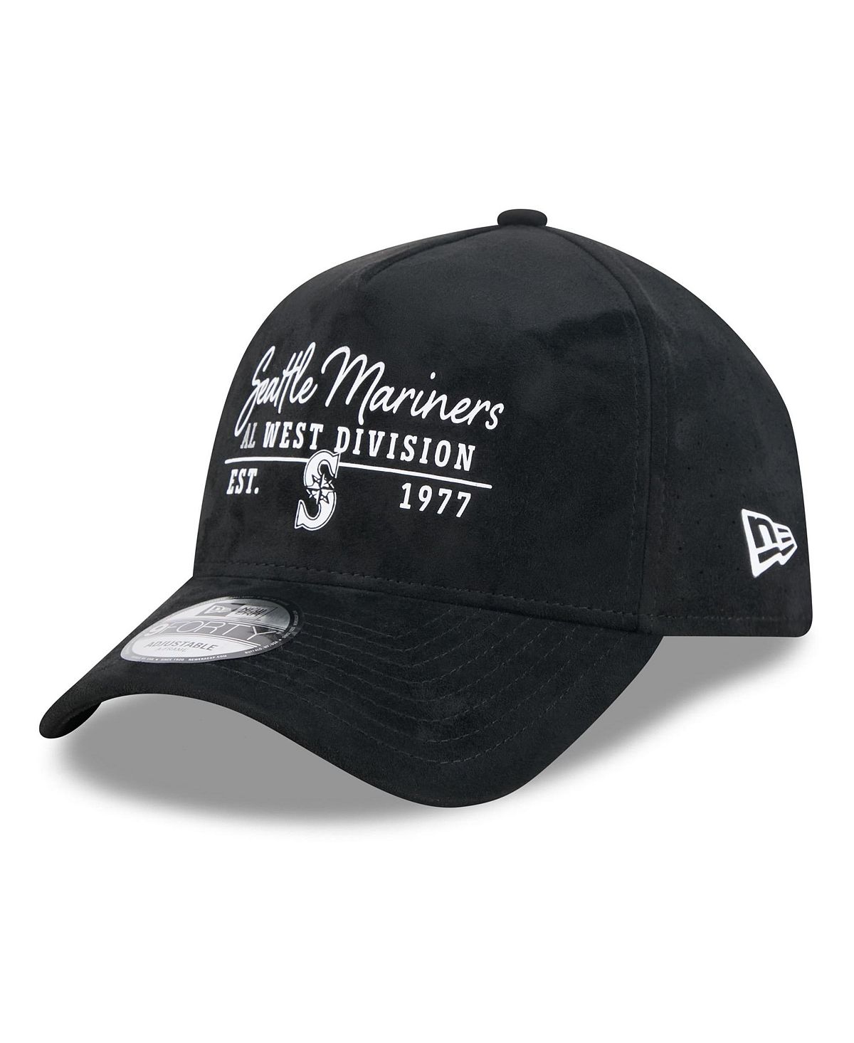 NEW ERA  블랙 시애틀 매리너스 스크립트 텍스트 9FORTY A-프레임 조절 모자