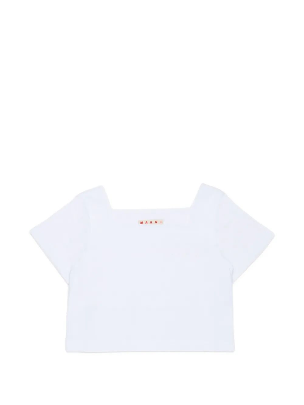 Marni Kids 스퀘어넥 로고 엠보싱 티셔츠