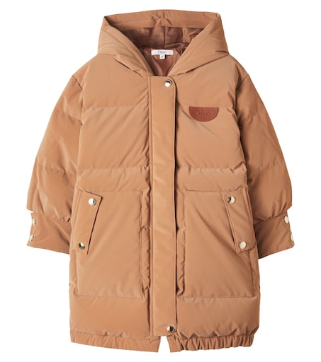 Chloe Kids 로고 후드 다운 자켓