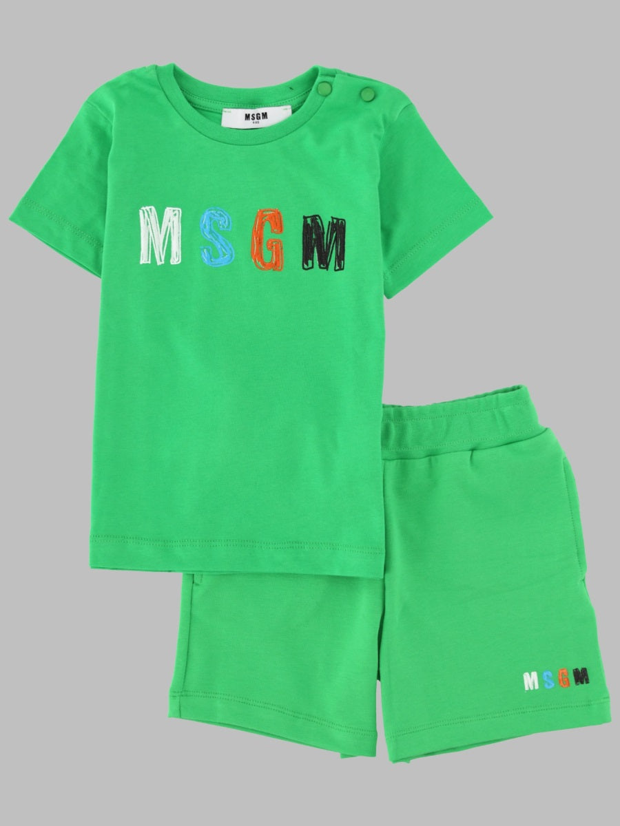MSGM 로고 프린트 티셔츠와 반바지 세트