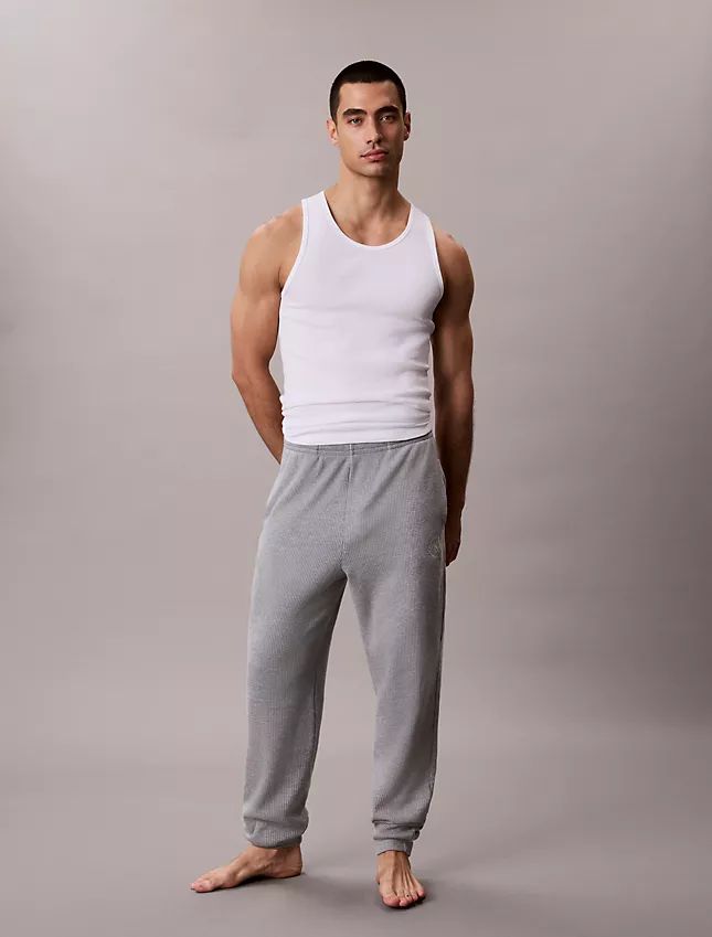 CALVIN KLEIN 브러시드 와플 슬립 조거 팬츠