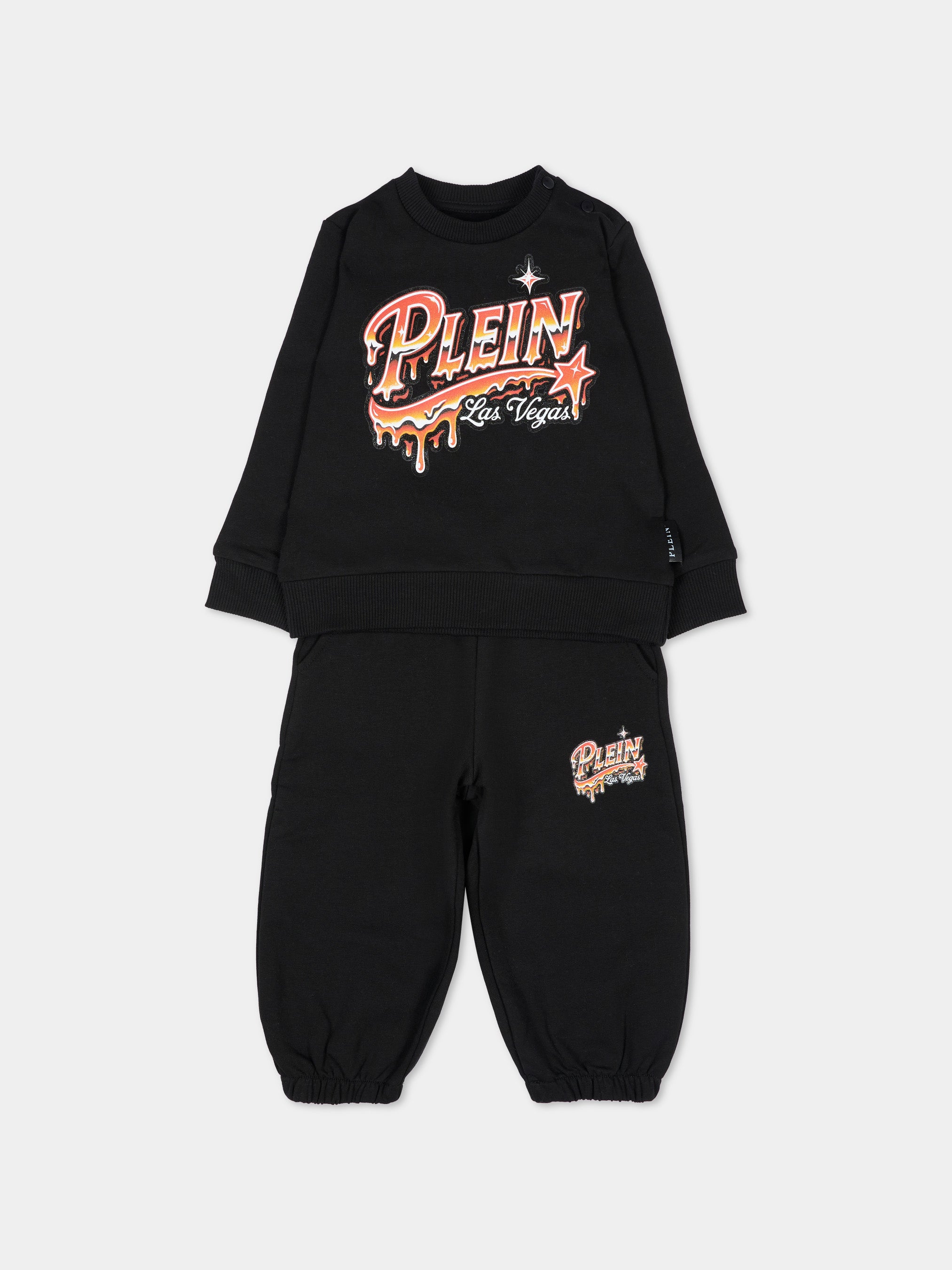 Philipp Plein Kids 블랙 롱 스포츠 의상