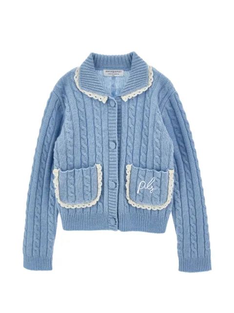 Philosophy Di Lorenzo Serafini Kids 케이블 니트 레이스 트림 가디건