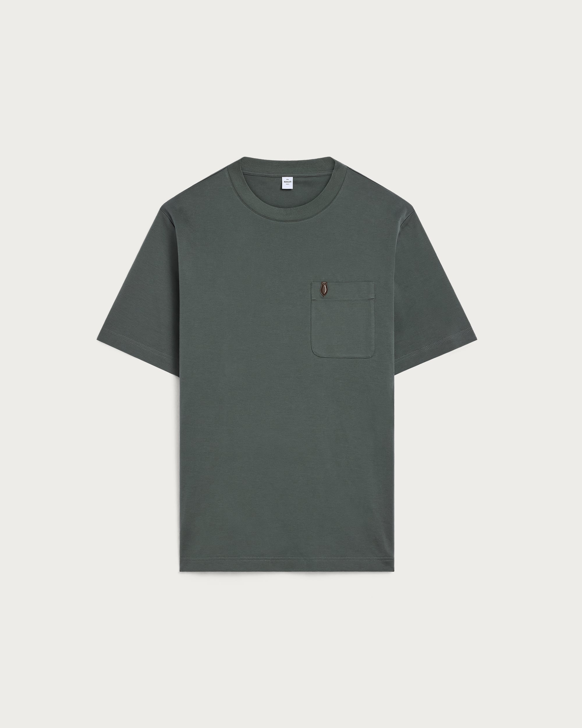 BERLUTI 가죽 디테일 포켓 티셔츠