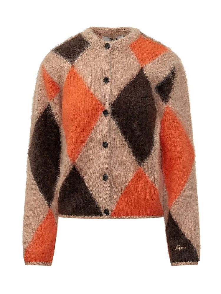 MSGM 아가일 버튼업 가디건