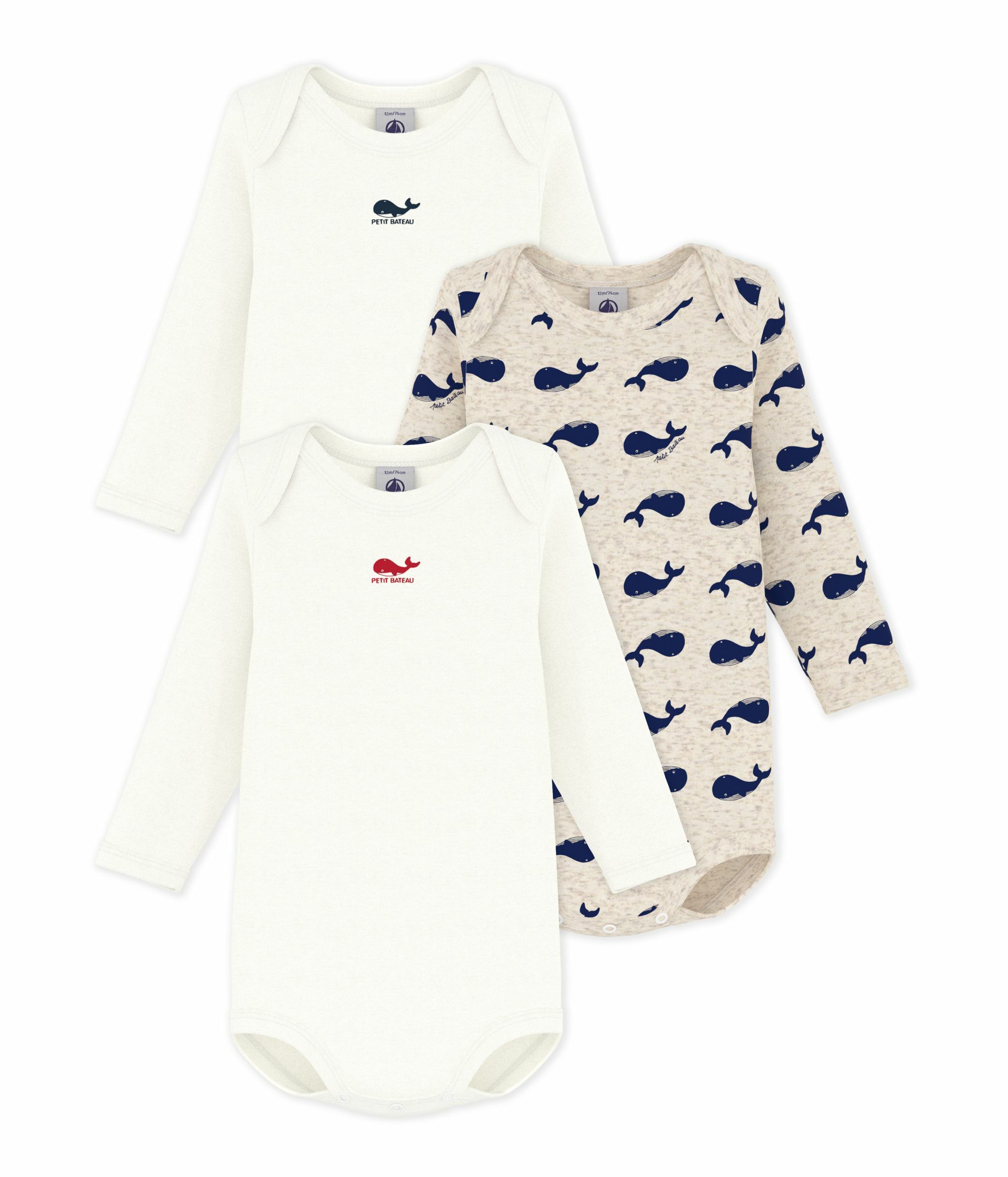 PETIT BATEAU KIDS 3팩 롱슬리브 베이비 바디수트 1형