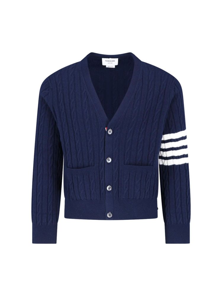 THOM BROWNE 케이블 니트 스트라이프 가디건