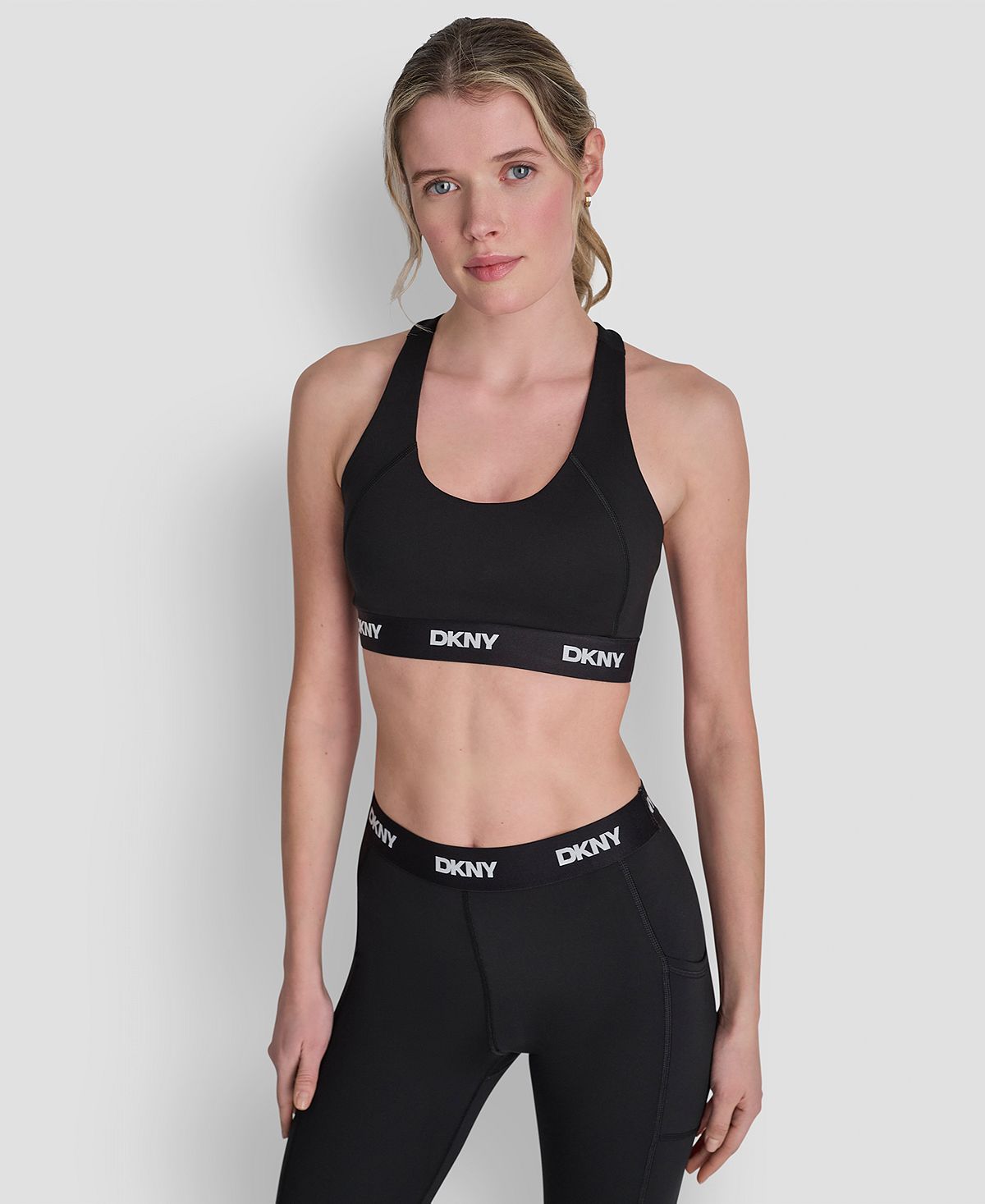 DKNY 여성 밸런스 컴프레션 로고 스포츠 브라