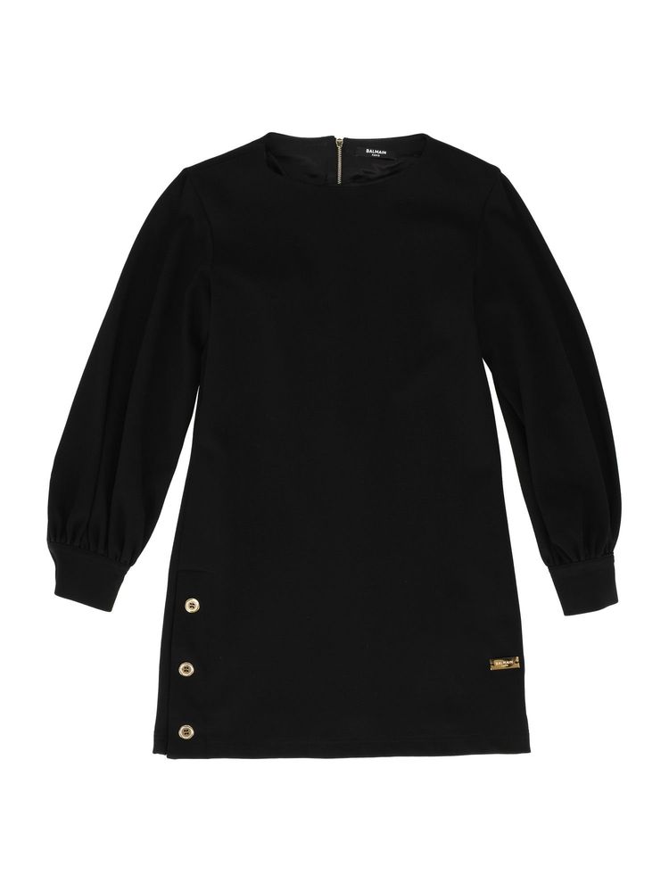 Balmain Kids 로고 플라크 크루넥 원피스