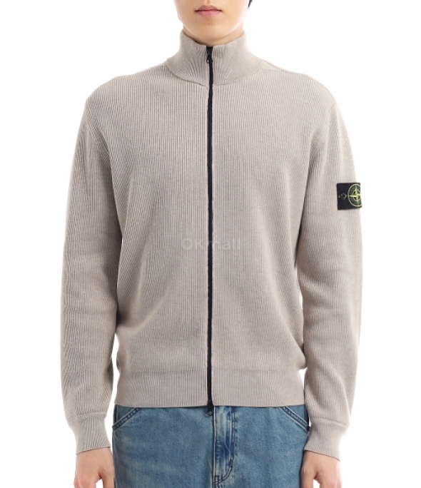 STONE ISLAND 소프트 오가닉 코튼 리브 집업 스웨터