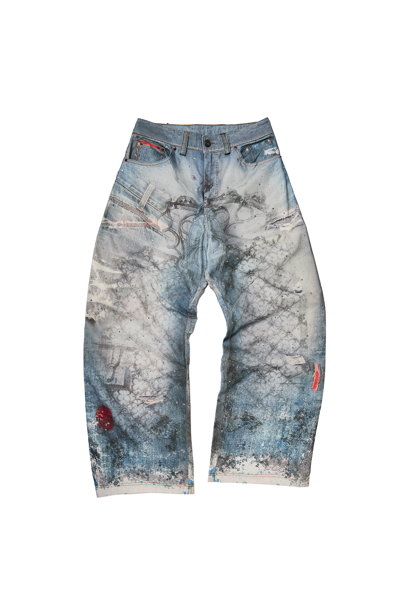 Feng Officiel Gothic Gate Printed Denim