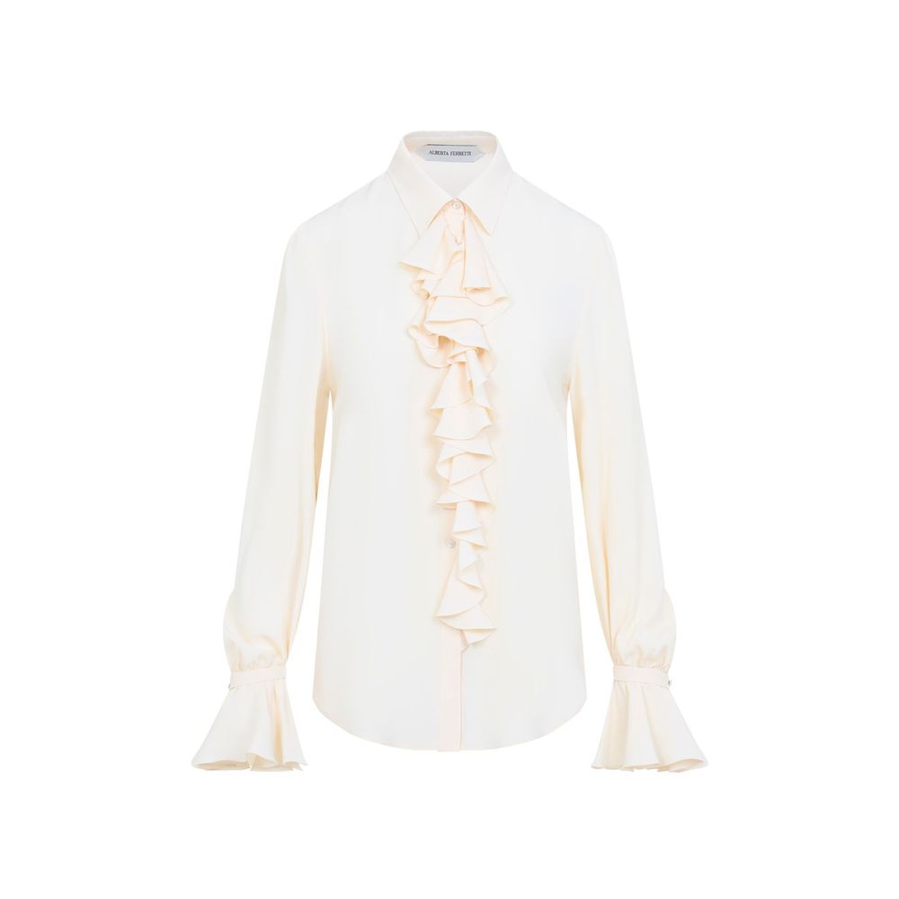 ALBERTA FERRETTI 러플 크레이프 드 쉬르 블라우스