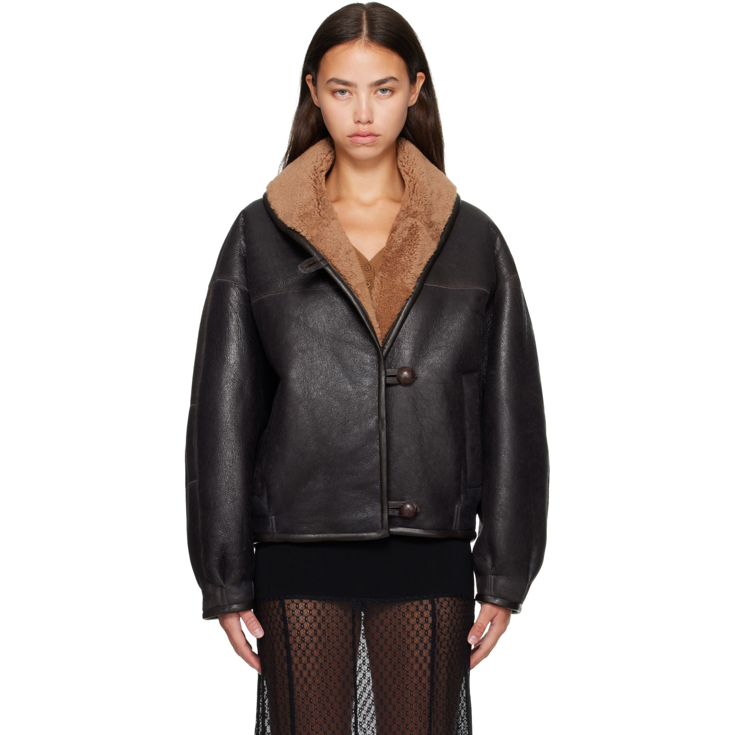 ISABEL MARANT 브라운 차리나 시어링 코트