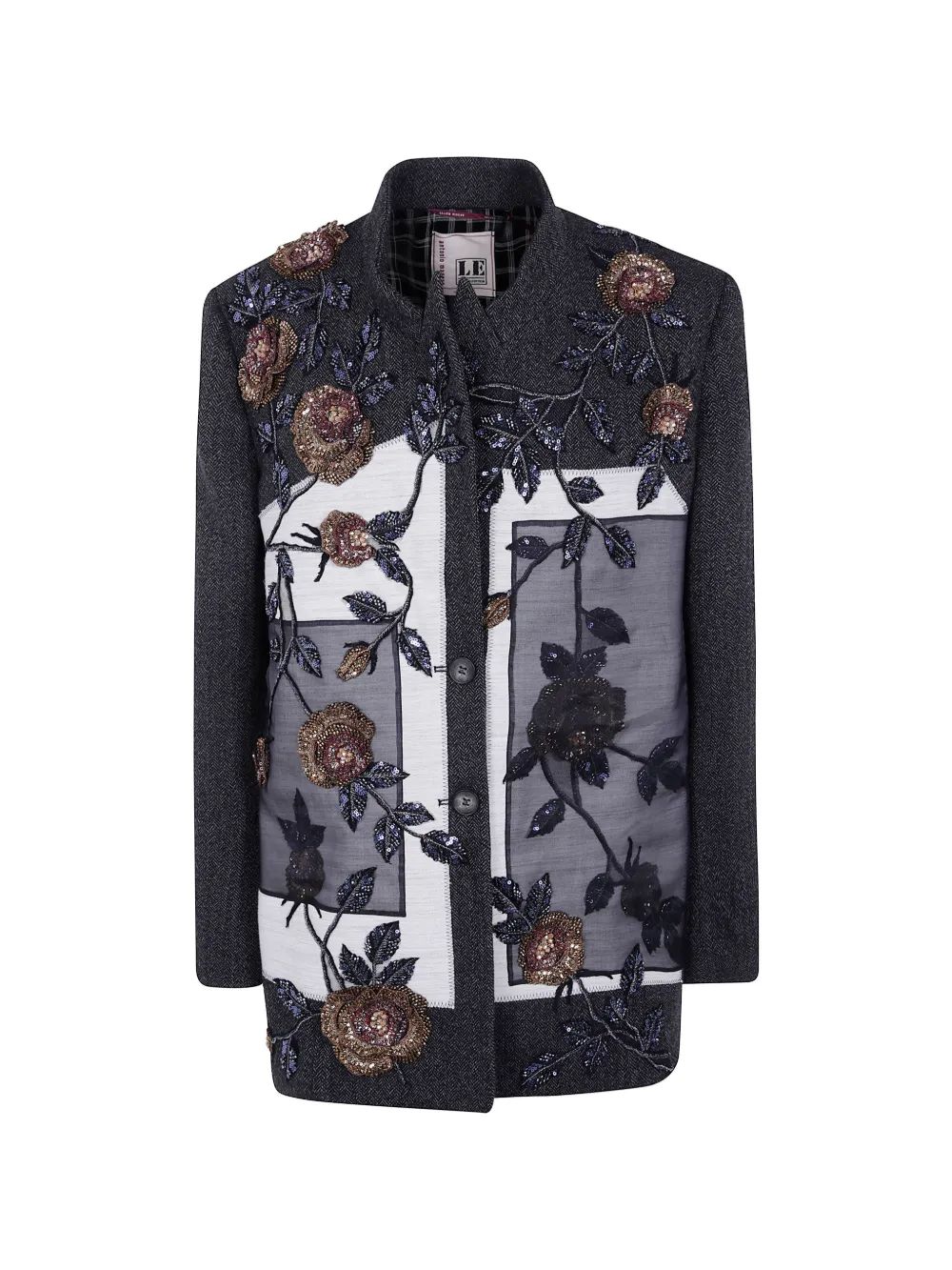 ANTONIO MARRAS 플로럴 장식 헤링본 블레이저