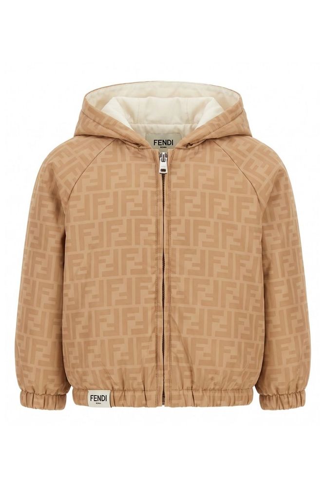 Fendi Kids 톤온톤 로고 자카드 바람막이 자켓