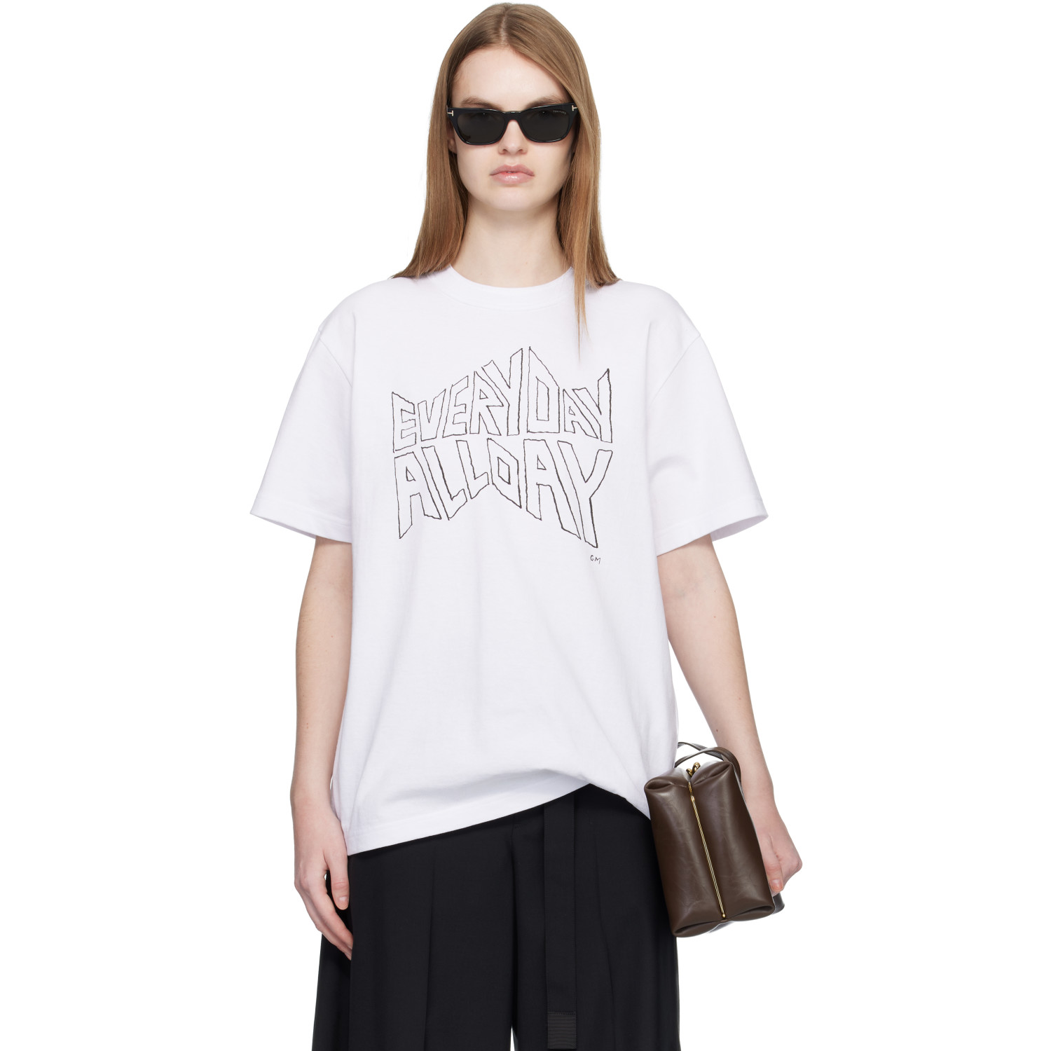 SACAI 화이트 제프 프린트 티셔츠