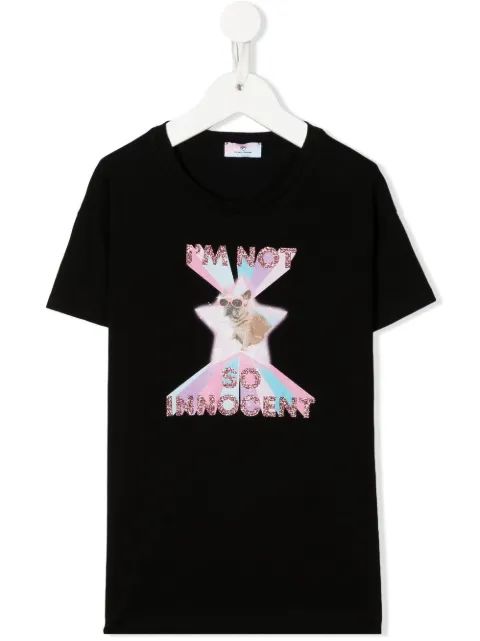 Chiara Ferragni Kids 글리터 슬로건 티셔츠