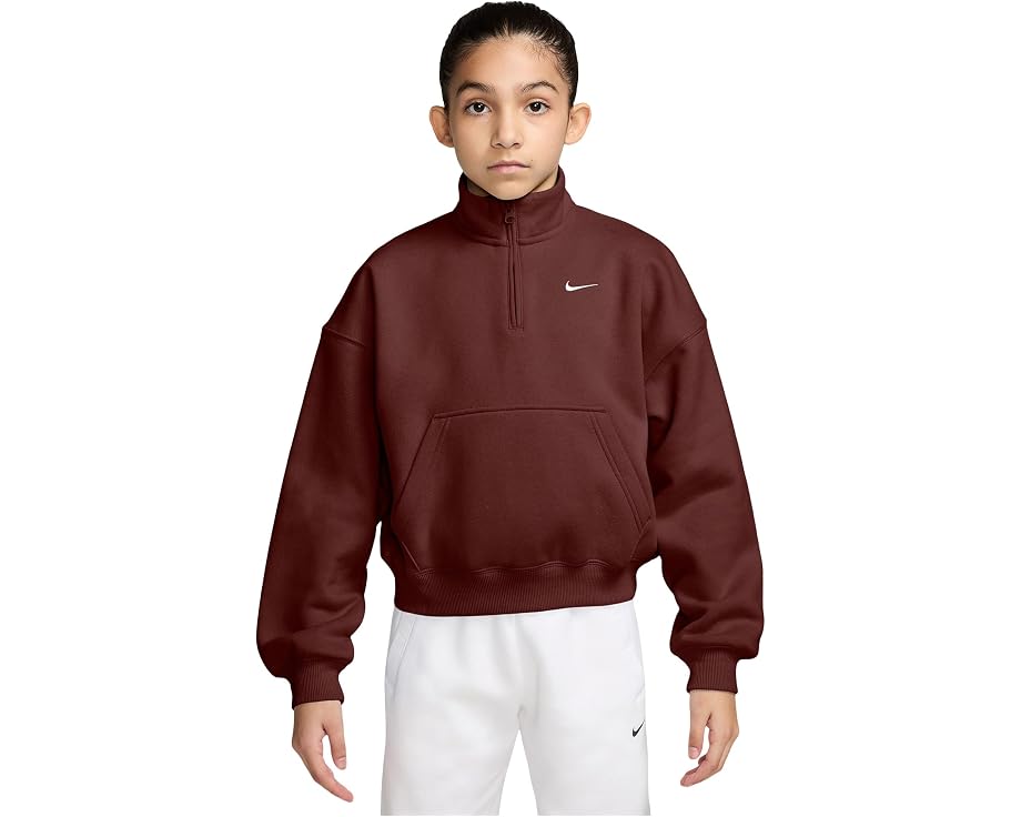 Nike Kids 스포츠웨어 스튜디오 플리스 오버사이즈 1/4 집업 탑