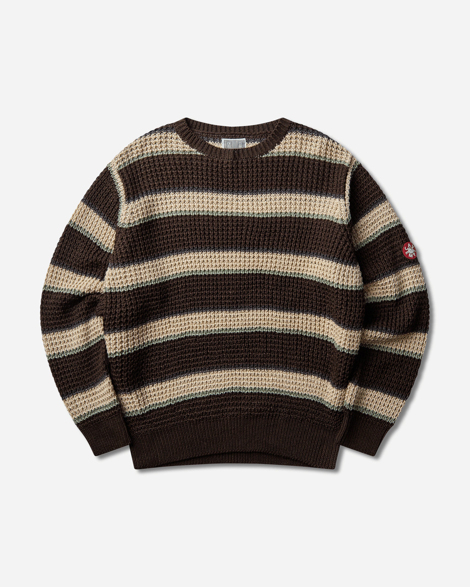 CAV EMPT 남성 스트라이프 루즈 와플 니트 스웨터