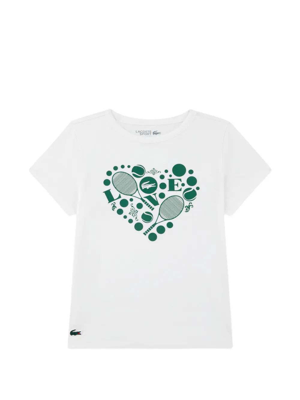 Lacoste Kids 하트 프린트 로고 패치 티셔츠