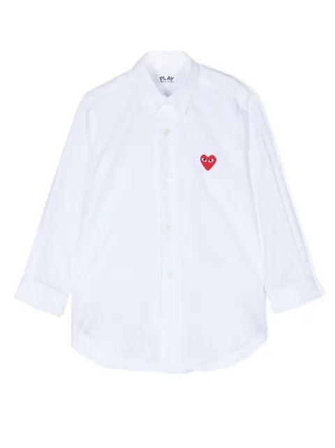 Comme Des Garçons Play Kids 하트 자수 면 셔츠