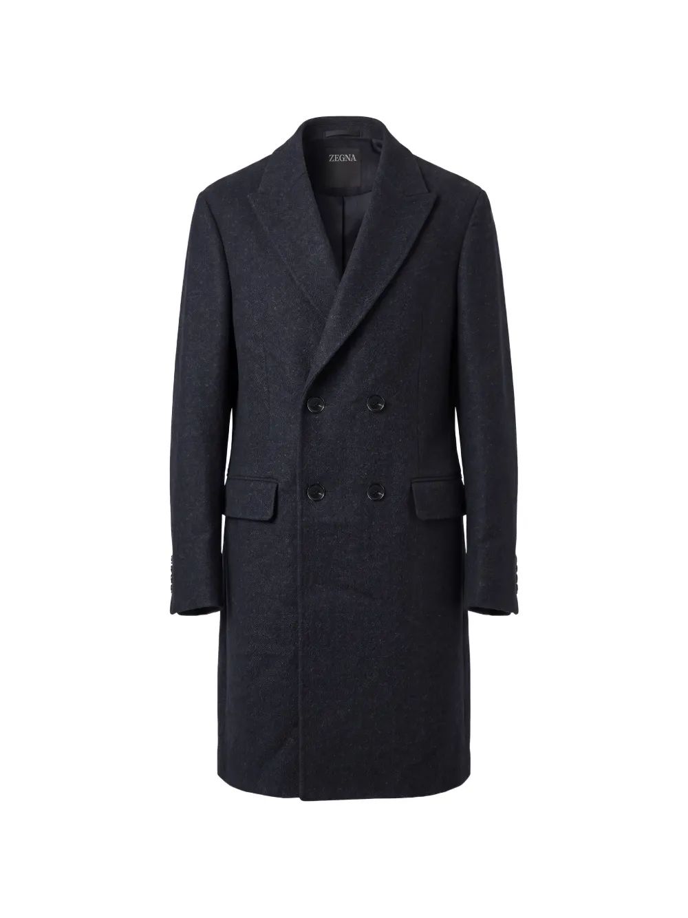 ZEGNA 더블 브레스트 피크 라펠 코트