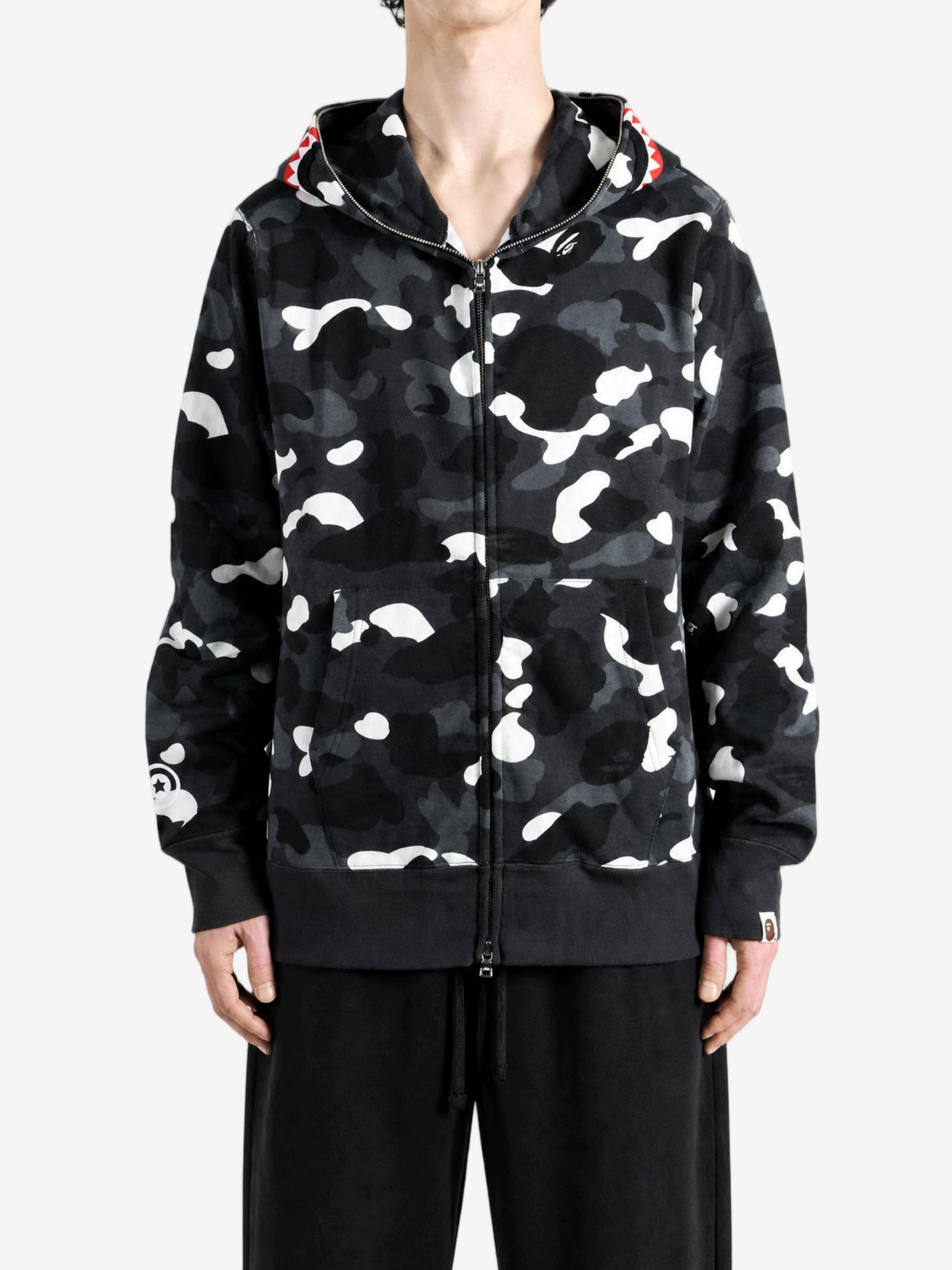 Bape 남성 시티 카모 샤크 레귤러 핏 풀 집업 후드