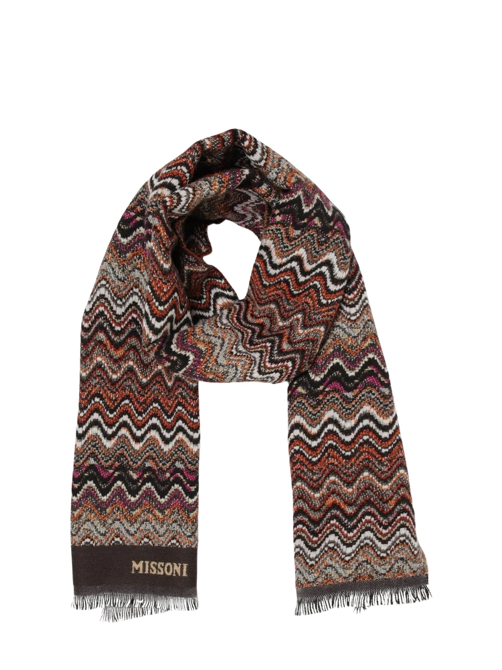 MISSONI 지그재그 패턴 니트 프린지 스카프