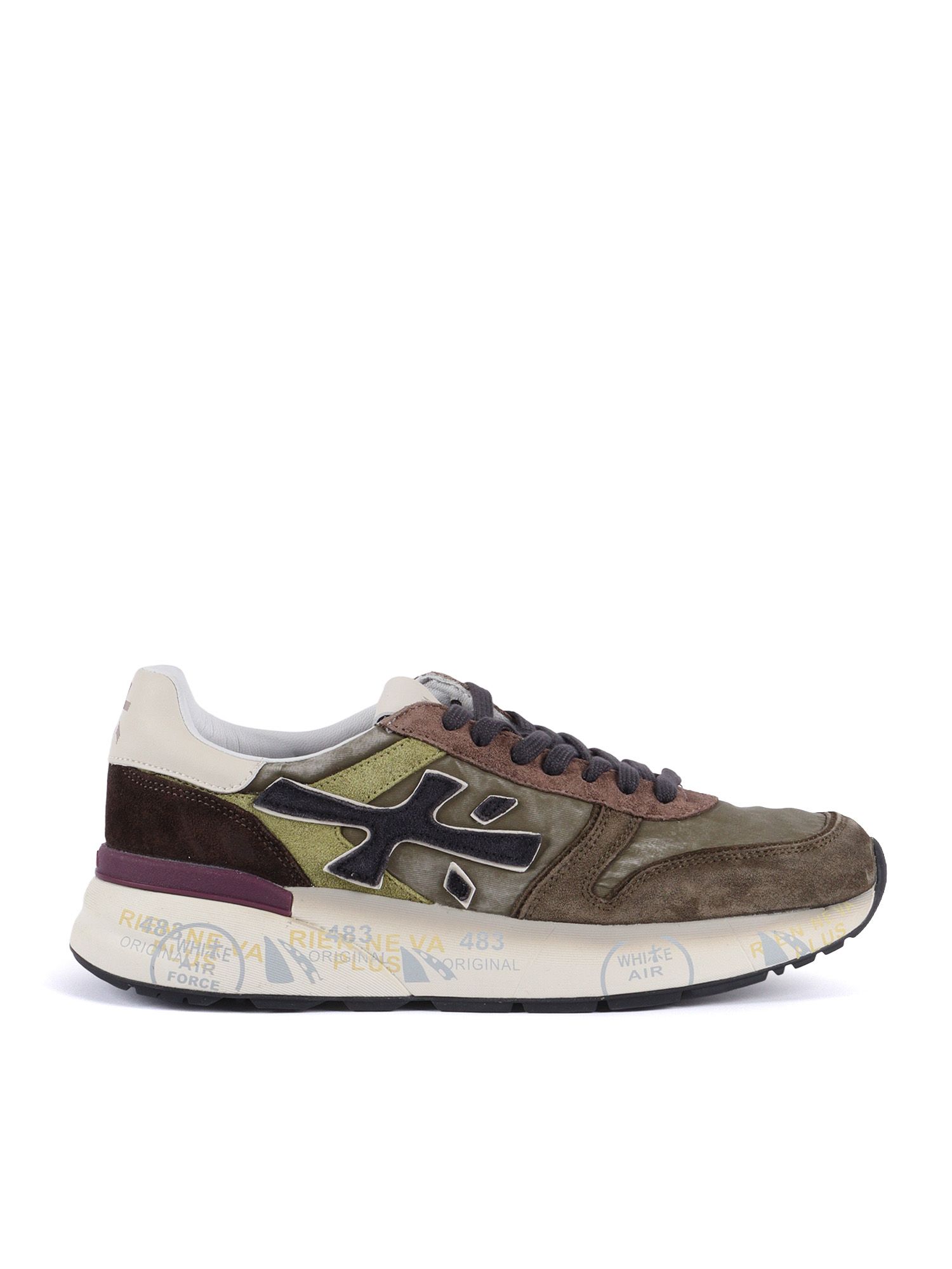 Premiata 믹 그린 스웨이드 레더 레이어드 스니커즈