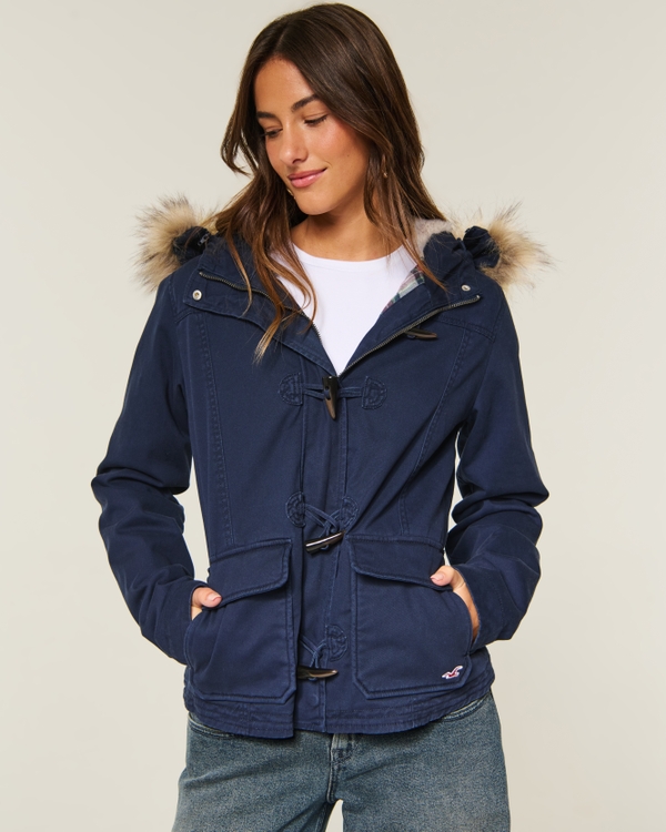 Hollister 퍼 후드 토글 자켓