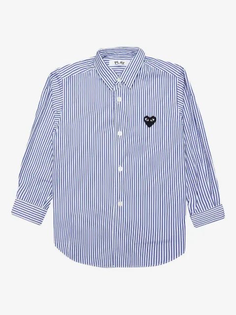 Comme Des Garçons Play Kids 스트라이프 하트 로고 셔츠