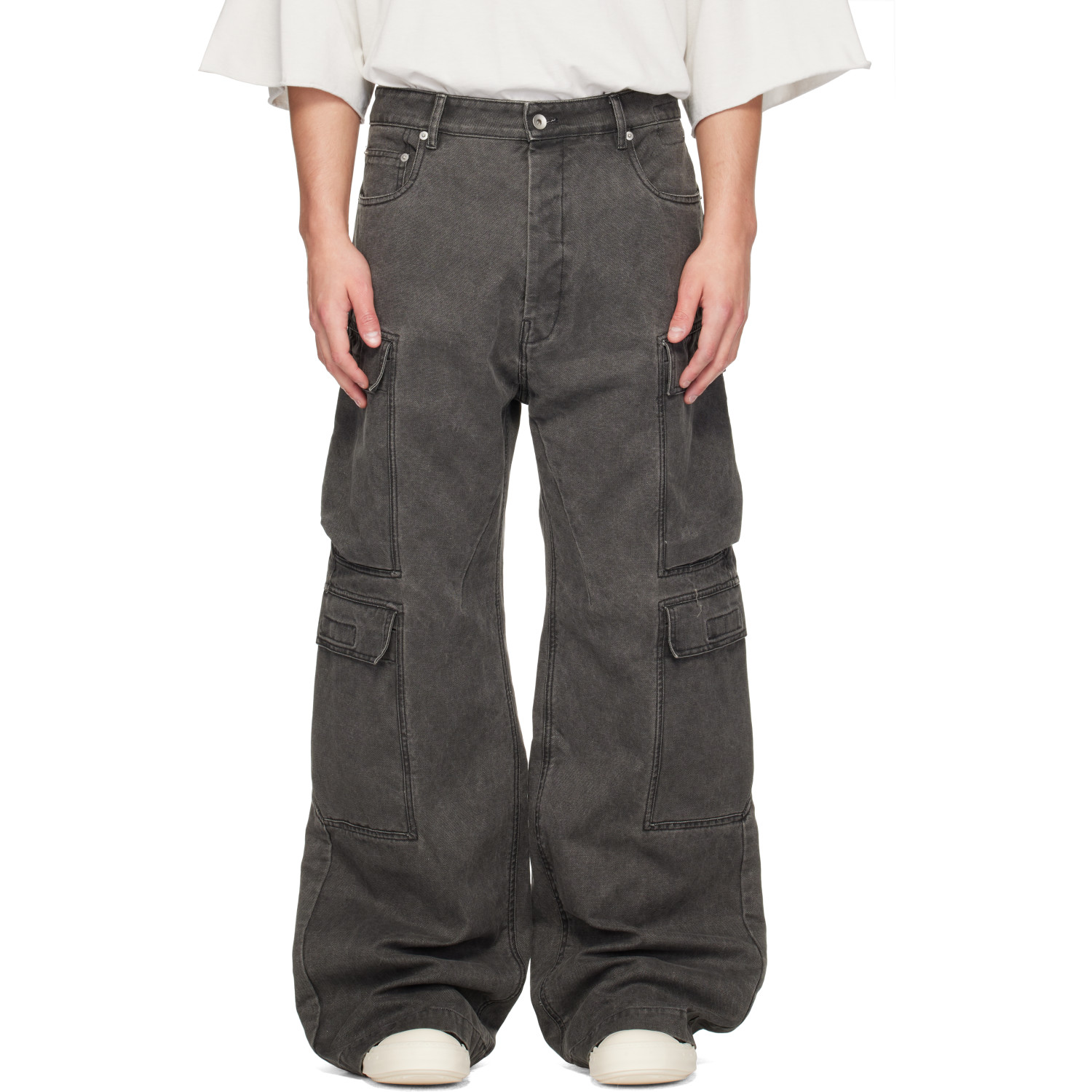 RICK OWENS DRKSHDW 그레이 타워 더블 카고 팬츠