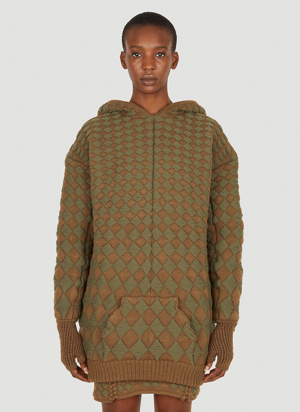 ISA BOULDER Illusion Quilted Hooded Sweatshirt