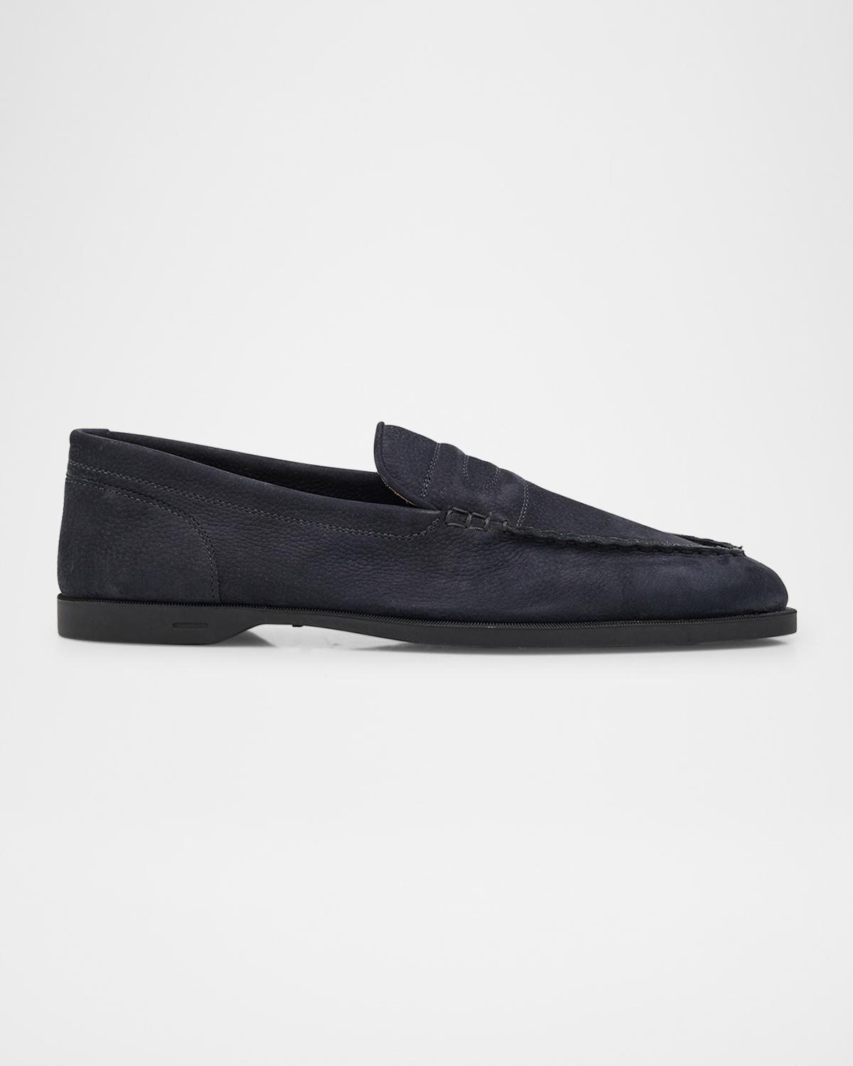 JOHN LOBB 남성 페이스 누벅 가죽 페니 로퍼