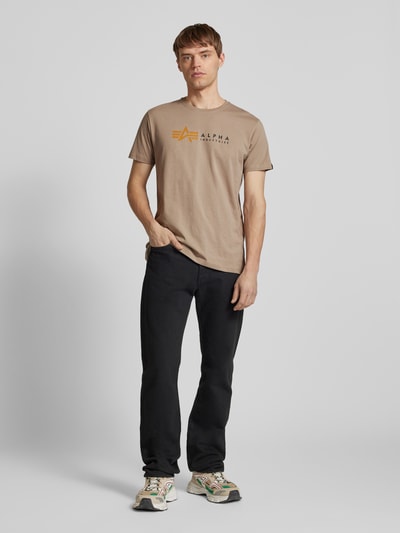 Alpha Industries 티셔츠 라벨 프린트 베이지