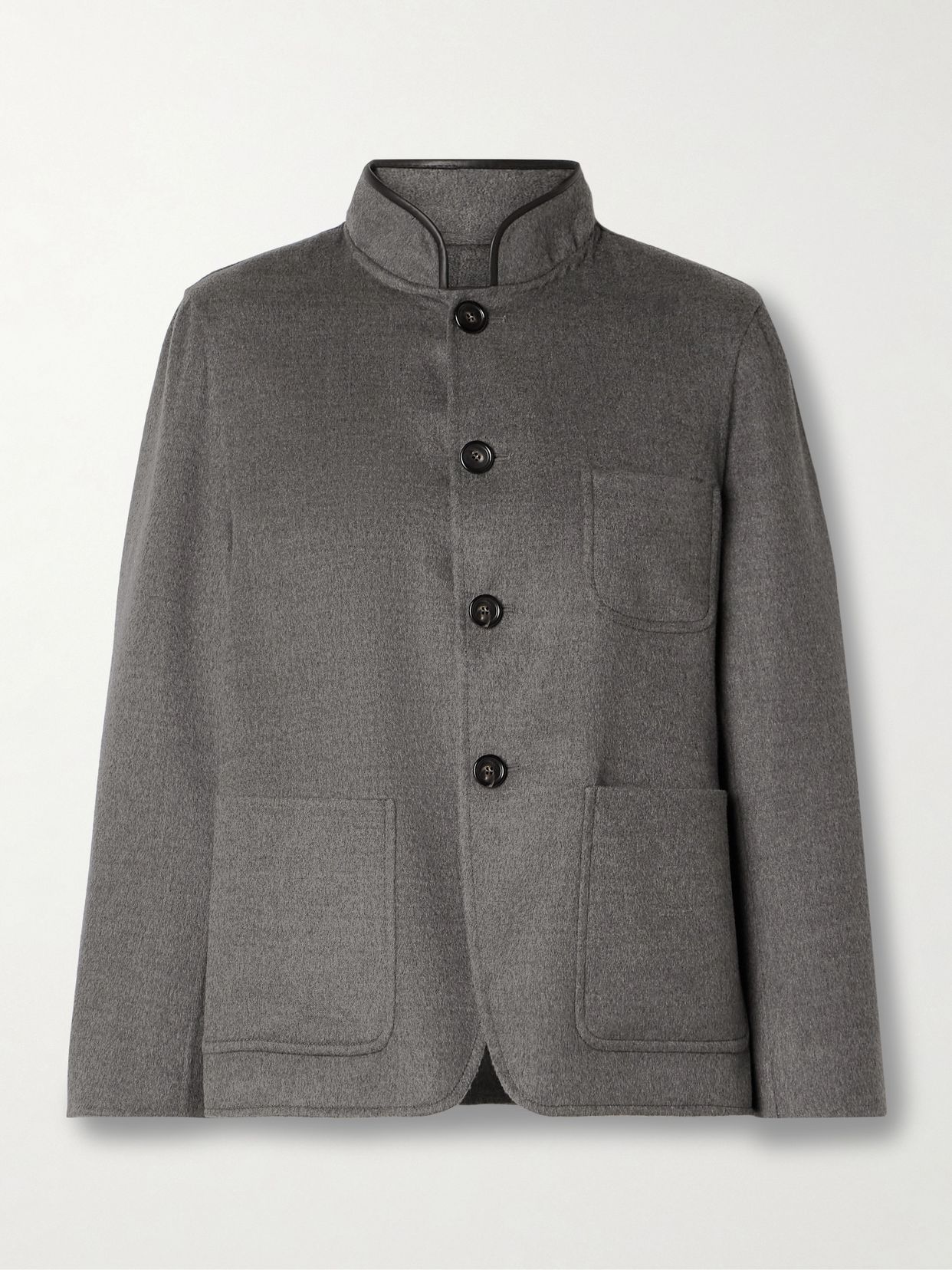 LOROPIANA 가죽 트리밍 캐시미어 재킷