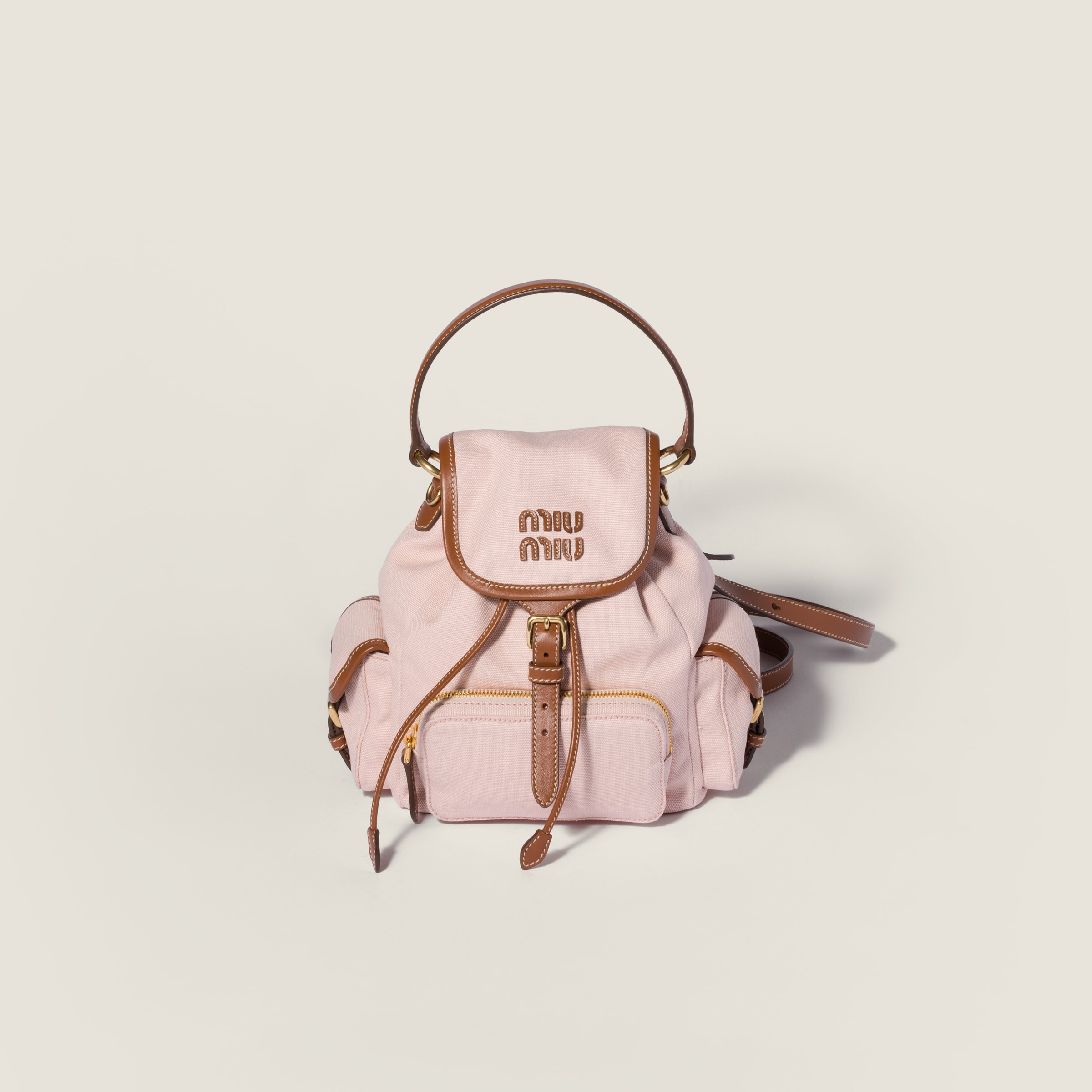 MIU MIU 캔버스 가죽 백팩