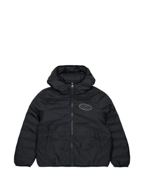 Diesel Kids 오벌 D 로고 자수 패딩 자켓