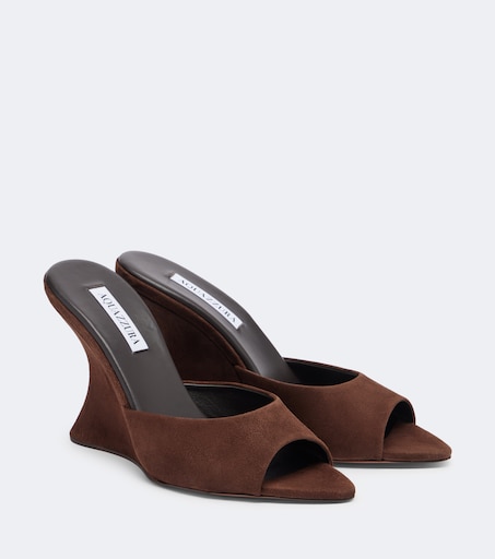 AQUAZZURA 비스우 웨지 스웨이드 뮬
