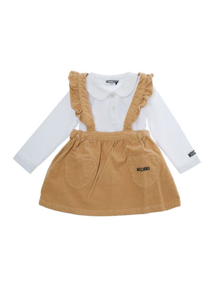 Moschino Kids 롱슬리브 러플 드레스 세트