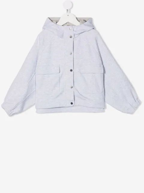 Brunello Cucinelli Kids 후드 버튼 다운 자켓