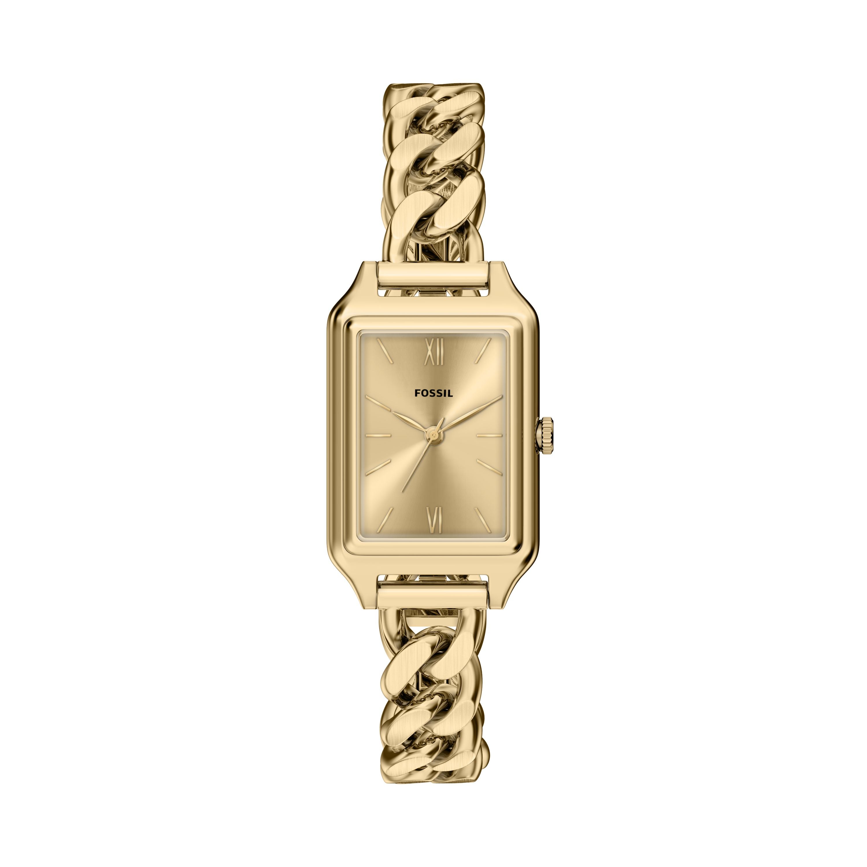 FOSSIL 여성 라켈 23mm 3핸드 골드톤 스테인리스 스틸 시계