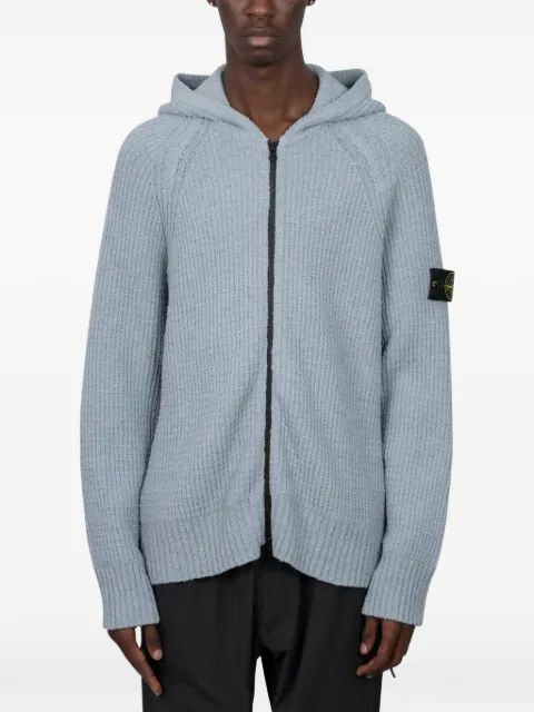 STONE ISLAND 풀 립 코튼 부클 후드 집업 점퍼