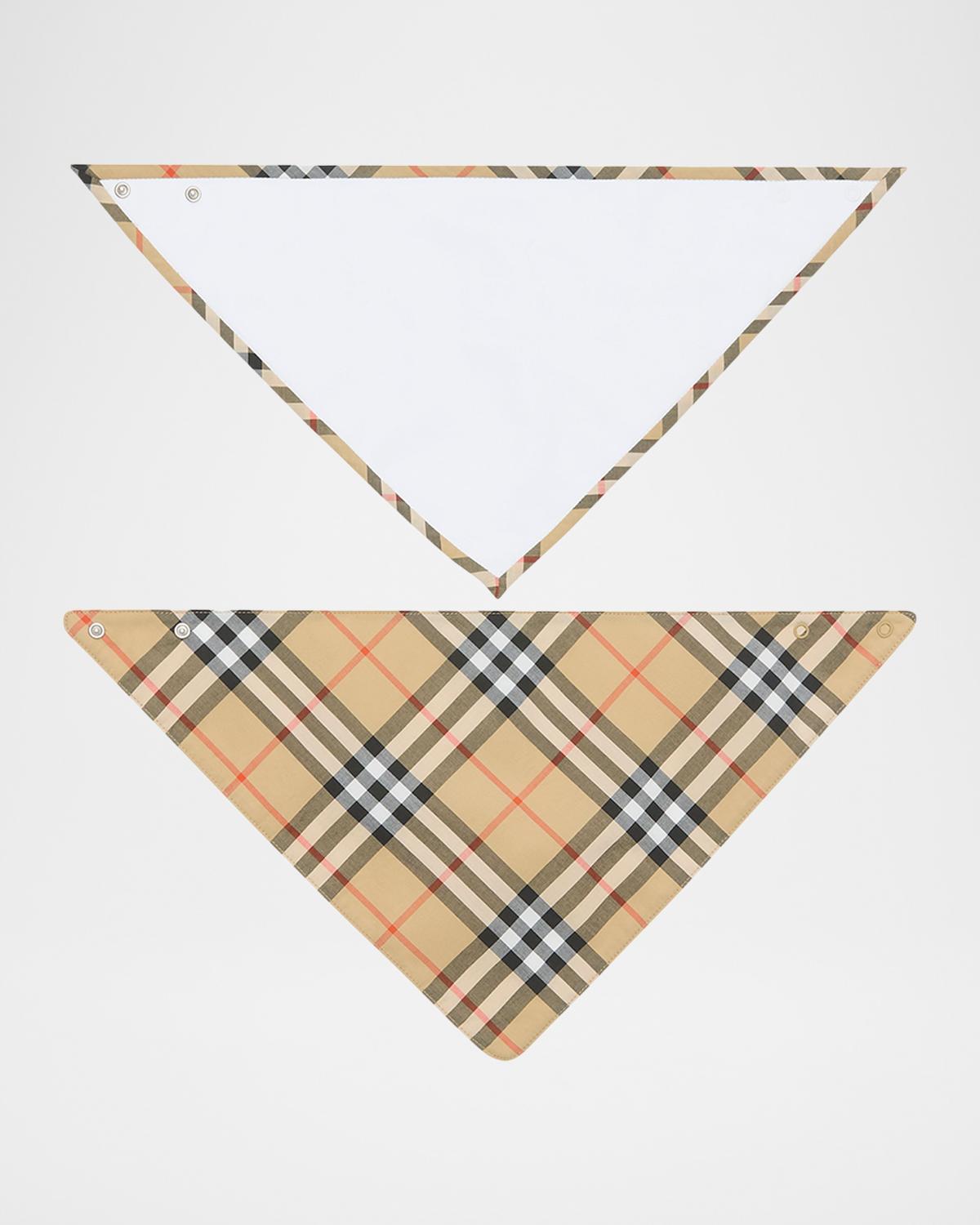 BURBERRY 아동 체크 코튼 투피스 턱받이 세트 0M-24M