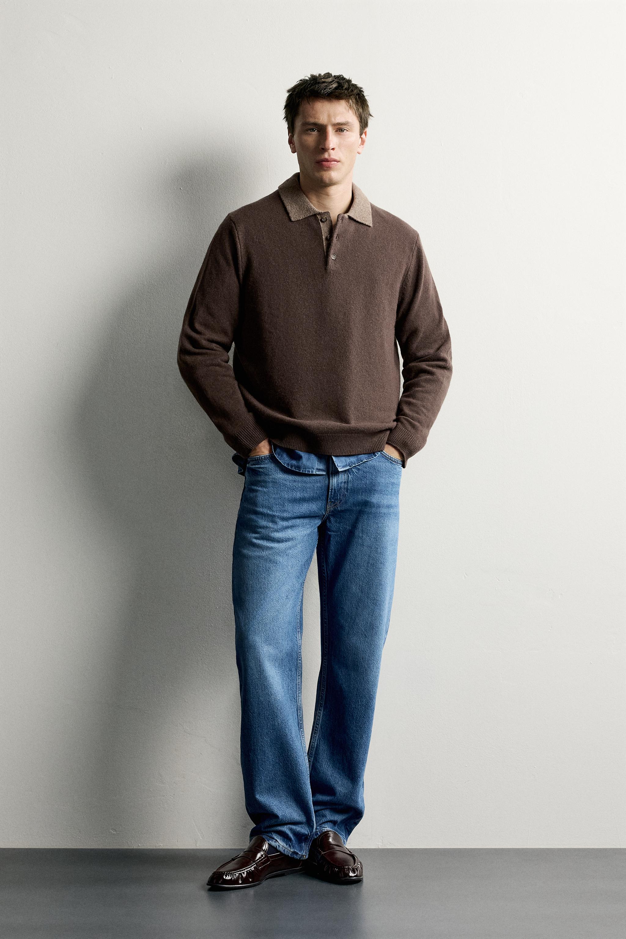 ZARA 콘트라스트 울 니트 폴로셔츠